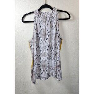 ​Apt. 9 L Snake Print Halter Mock Neck Top Yellow Side Stripe Sleeveless